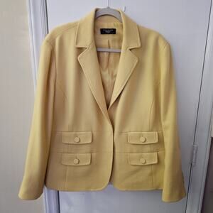 Talbots Butter Yellow Four Pocket Wool Coat Blazer Button Sz 16 Career Capsule